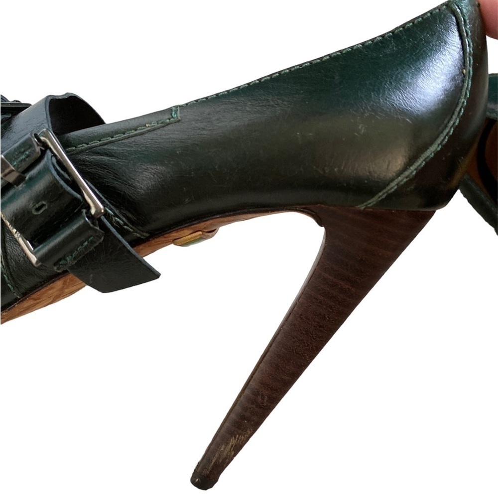 L.A.M.B Women’s Size 8.5 Finsbury Green Leather Mary Jane Buckle Platform Heels - Picture 11 of 14